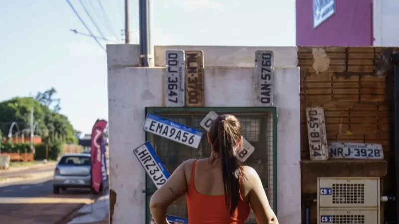 Morador recolhe placas de carros perdidas em temporal e monta mural no Aero Rancho