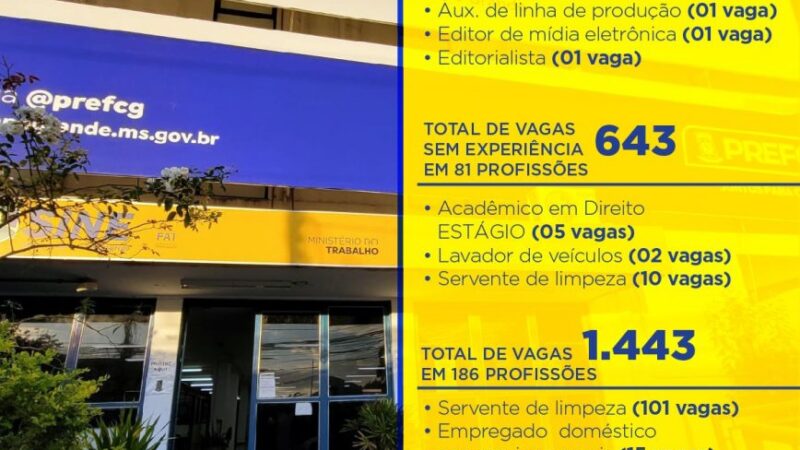 Funsat oferece 1.443 vagas de emprego nesta quarta-feira (07)