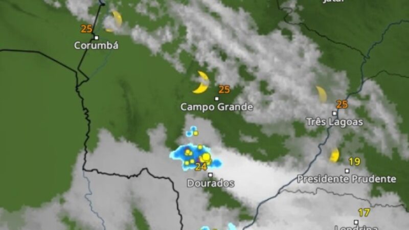 Chove na região Sul de Mato Grosso do Sul durante a noite desta terça