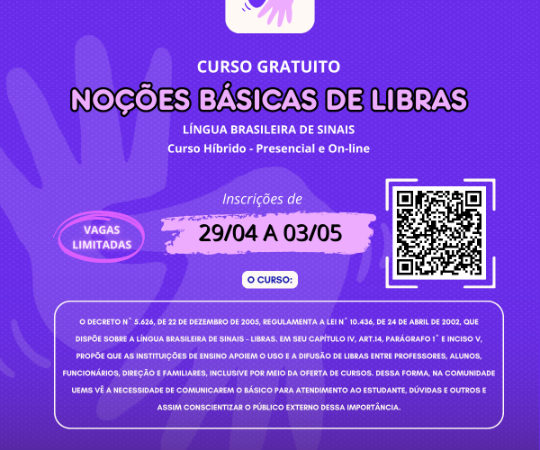 UEMS de Campo Grande abre inscrições para novo curso gratuito de Noções Básicas de Libras