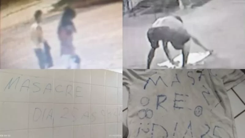 Polícia identifica homem e adolescente que picharam escola e espalharam medo com data de ‘massacre’ em MS