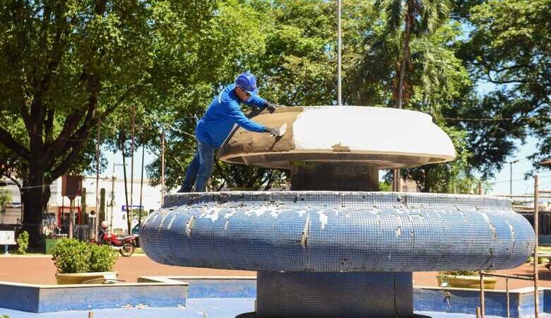 Chafariz da Praça Ary Coelho começa a ser revitalizado