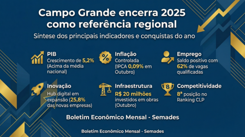 Campo Grande fecha 2025 com crescimento econômico acima da média nacional