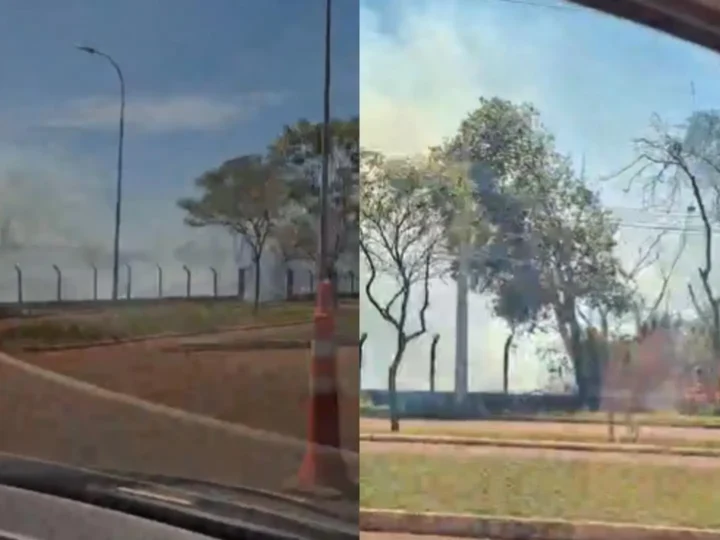 Em dia de baixa umidade do ar, incêndio atinge área de vegetação no Universitário