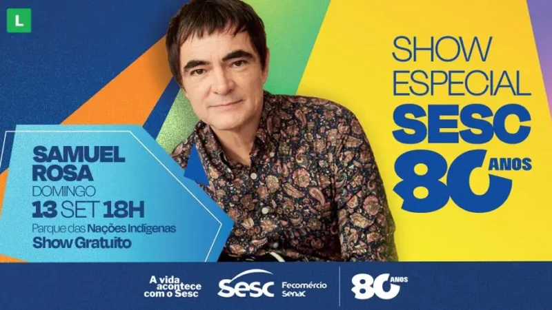 Sesc comemora 80 anos com grande show de Samuel Rosa em Campo Grande